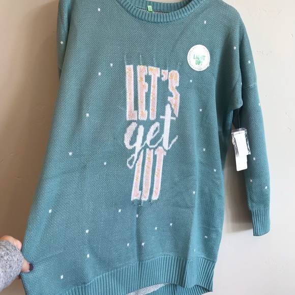 HONEYDEW Let's Get Lit Light Up Ugly Christmas Sweater - Picture 3 of 6